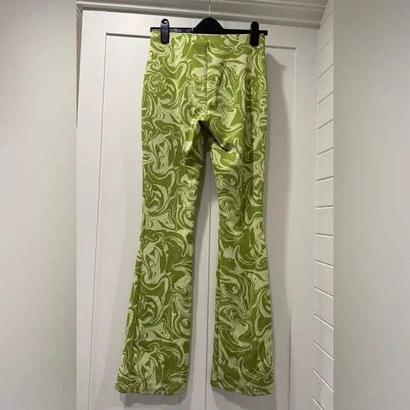Zara Funky Green Swirl Patterned Pants - Picture 2 of 4